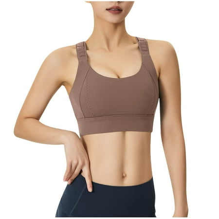 ATOYSOY Women s Everyday Bra Sports Bra Yoga Running Activewear Slim Basic Tank Tops Clearance Bralette Solid Color Underwear Teens Push Up Comfort Bra Breathable Yellow XL