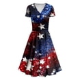thumbnail image 4 of Women's 4th of July Patriotic Dress, Women Sexy Short Sleeve Maxi Dress, Independence Day American Flag Printed Elegant Design, Bohemian Silhouette for Summer Activities,Dark Blue 2XL, 4 of 5
