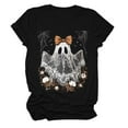 thumbnail image 5 of enyan Halloween Ladies Fall Tops Tee Pumpkin Graphic Cute Ghost Tops Tee Fall Short Sleeve Tops Oversized Tshirts Teen Aesthetic Clothing Black,XXXL, 5 of 5