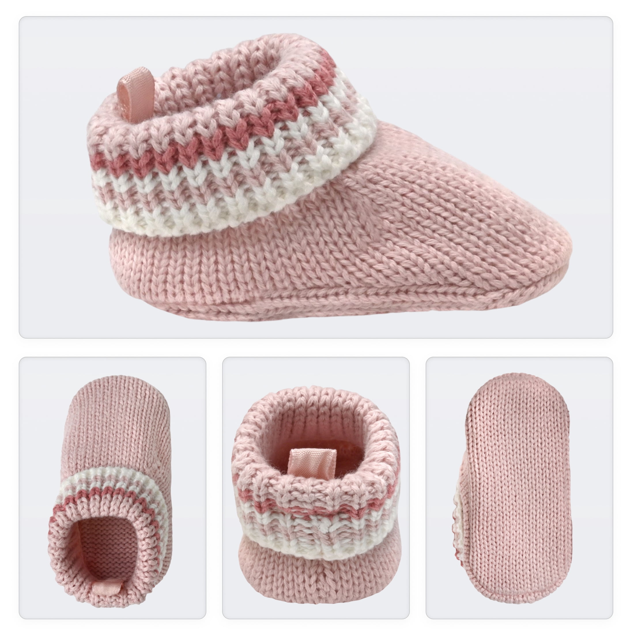 Carter's Child of Mine Infant Girl Knit Slippers, Newborn Booties, Pink
