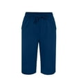 thumbnail image 4 of JJHGVB Cotton Linen Capris for Women Resort Wear for Women Linen Shorts Cotton Linen Pants Linen Bermuda Shorts for Women Wide Leg Shorts for Women Elastic Waist Shorts Wide Leg Capri Blue M, 4 of 7