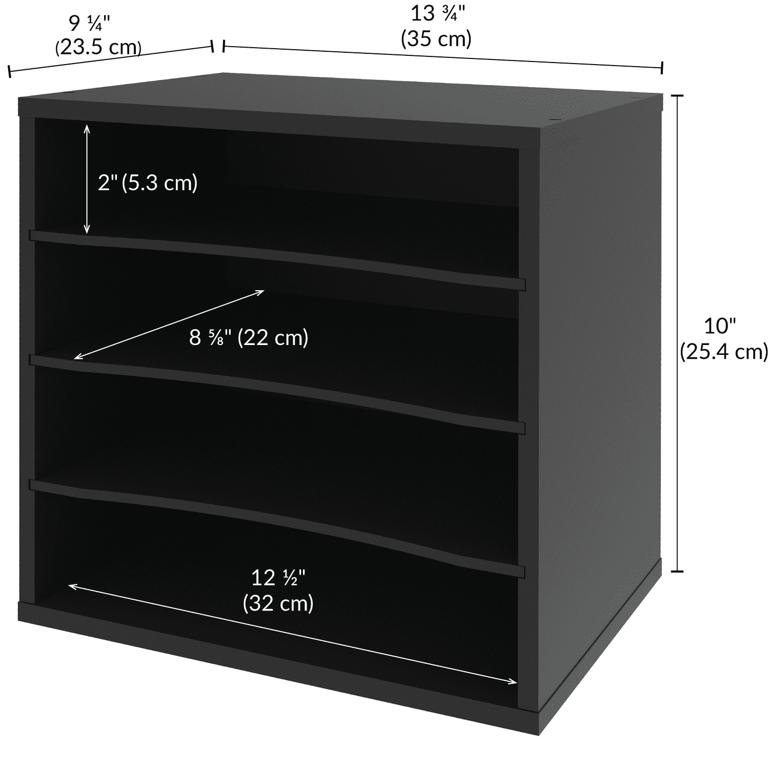 Ballucci 4-Tier File Paper Organizer, Wood Stackable Letter Tray with Adjustable Shelves, Black