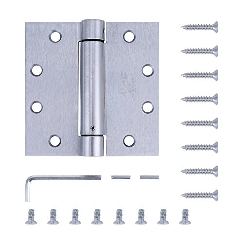 Photo 1 of 2 Pack - 4.5" Stainless Steel Self Closing Reversible Door Hinge - Heavy Duty Commercial Spring Door Hinge - UL Listed with Complete Installation Hardware
