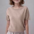 thumbnail image 2 of LIaqionyy Kids Sweater Short Sleeve Crew Neck Sweaters Casual Soft Basic Pullover Shirt Tops for Girls, 2 of 2