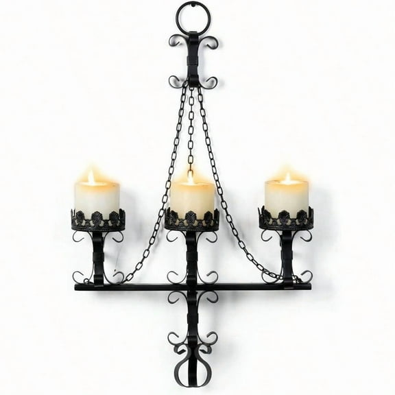 Black Wall Candle Sconces3 Iron Candelabra Gothic Victorian Decor Rustic Wall Candle Holder for Bathroom Living Room Dining Room