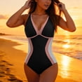 thumbnail image 6 of Ladies Bathing Suits New Women's Color Block Swimsuit Figure-Flattering Abdomen-Smoothing Shapewear Bathing Suit Style B-9 Pinky M, 6 of 8