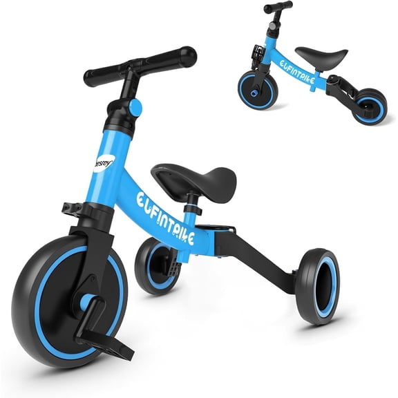 Besrey 5 in 1 Toddler Tricycle for 1-5 Years Old Boys Girls, Kids Trike for Balance Training, Baby Bike Frame 24.2 in, Blue