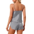 thumbnail image 3 of Conjuntos de pijamas de satén para mujeres INSPIRE CHIC, top de tirantes con pantalones cortos, 2 piezas, ropa de dormir, conjunto de pijama de seda, gris, 3 of 5