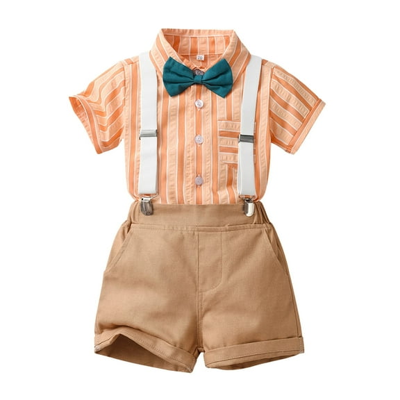 Boys Dress Clothes Dress Shirt with Bowtie Suspender Pants 3 Pieces Gentleman Outfit Set Outfit Boy for Boys 4-5 Years
