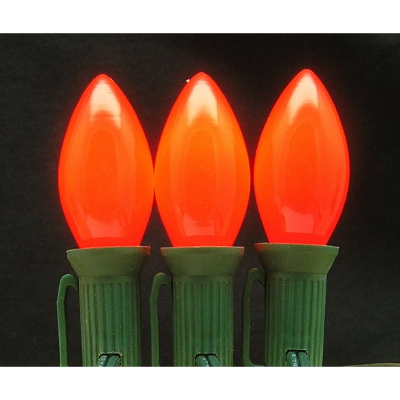 25Pack 7 Watt C7 Ceramic Red Incandescent Light Bulb, Candelabra Base