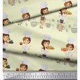 thumbnail image 2 of Soimoi Rayon Fabric Cook Girl Print Fabric by the Yard 56 Inch Wide, 2 of 3