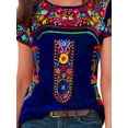 thumbnail image 2 of XXLvision Women Fashion Floral Print Round Neck Short Sleeve Tunic Tops, 2 of 3
