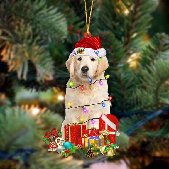 Acrylic 2D FLAT Golden Retriever 1-Dog Be Christmas Tree Hanging Ornament