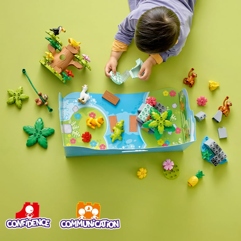 LEGO 10973 Duplo Animaux Sauvages d’Amérique du Sud: Jouet d'Exploration  Naturelle pour Enfants Dès 2 Ans, avec Figurines de Crocodile, Singes