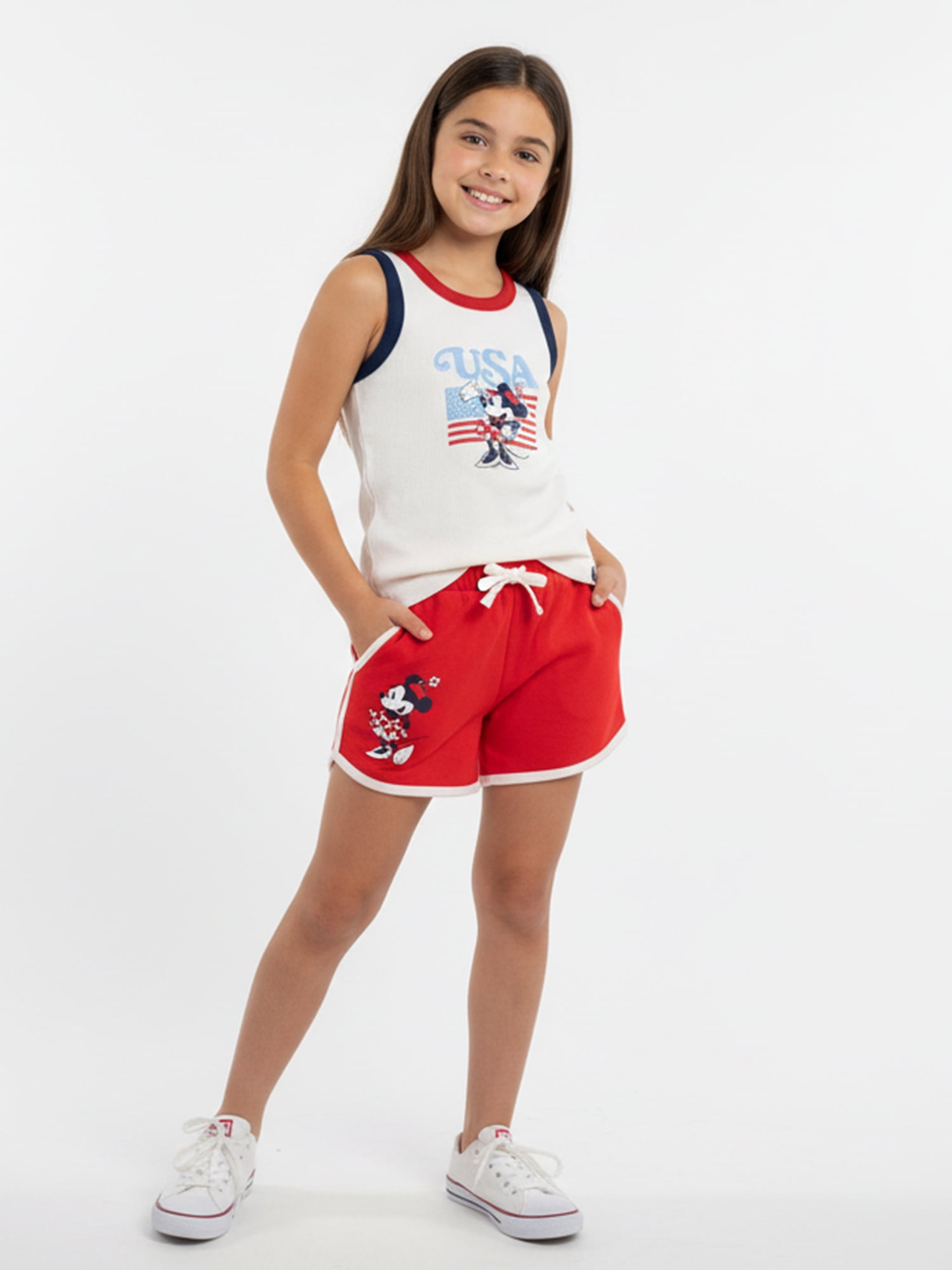 Disney Minnie Mouse Girls Americana Fleece Shorts, Sizes 4-18