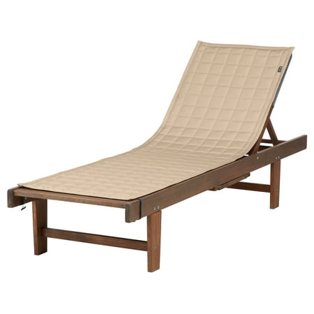 Montlake FadeSafe Water-Resistant 80&#34; Patio Chaise Lounge Slip Cover Antique Beige - Classic Accessories