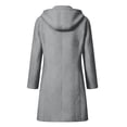 thumbnail image 4 of Hooded Coat for Women Single Breasted Long Sleeve Mid Length Casual Solid Color Winter Jacket Wool Coat with Pockets, 4 of 6
