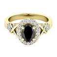 thumbnail image 2 of Dazzlingrock Collection 10K Oval Cut Black Sapphire & Round Cut Diamond Bridal Halo Engagement Ring, Yellow Gold, Size 4, 2 of 8
