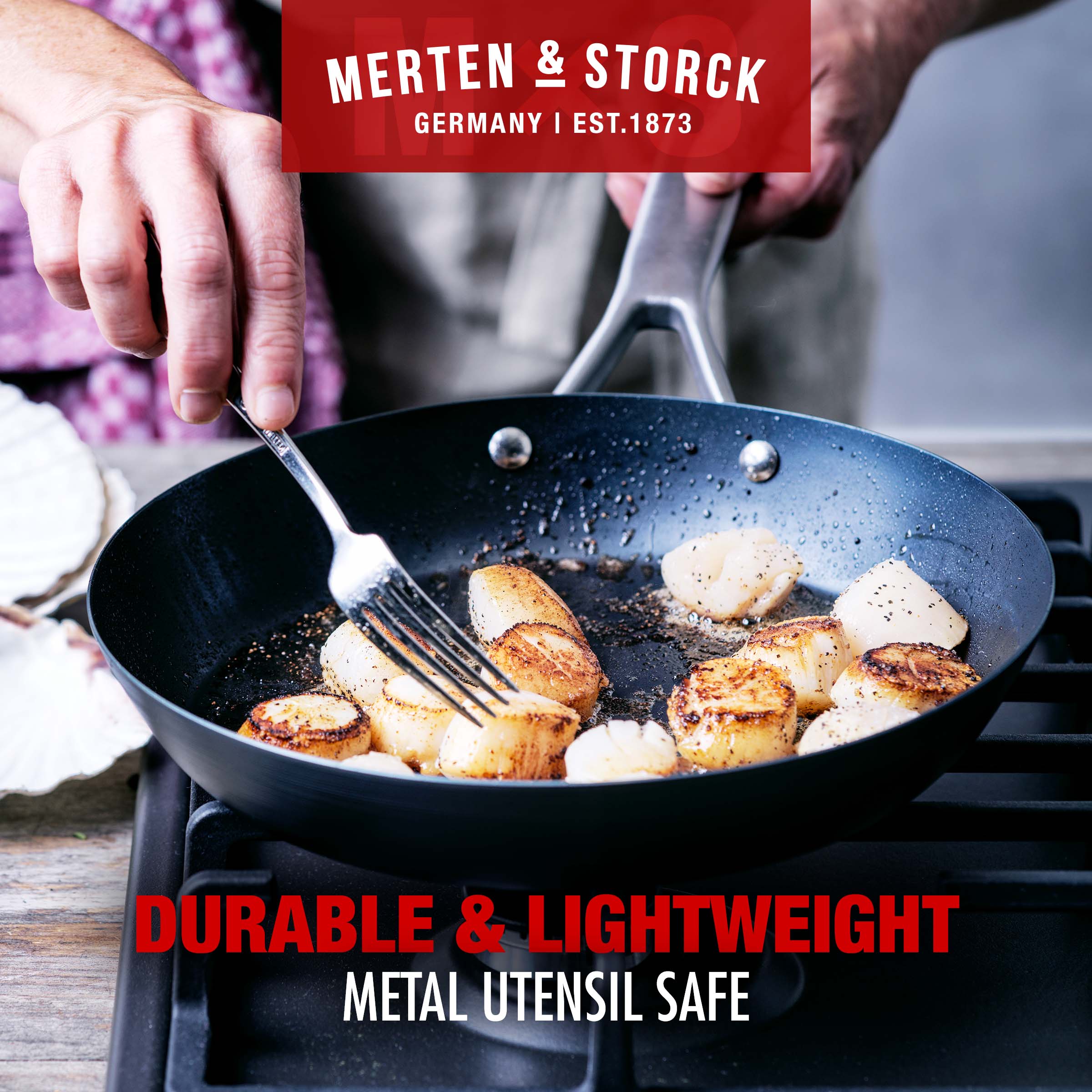 Merten & Storck Pre-Seasoned Carbon Steel Pro Induction 10" Frying Pan Skillet, Black - image 4 of 7