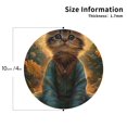 thumbnail image 2 of Honeii Sunflower Meditating Cat print Leather Coaster Set of 4, ideal for safeguarding your furniture from drinks spills and effortless cleanup-Round Shape, 2 of 6