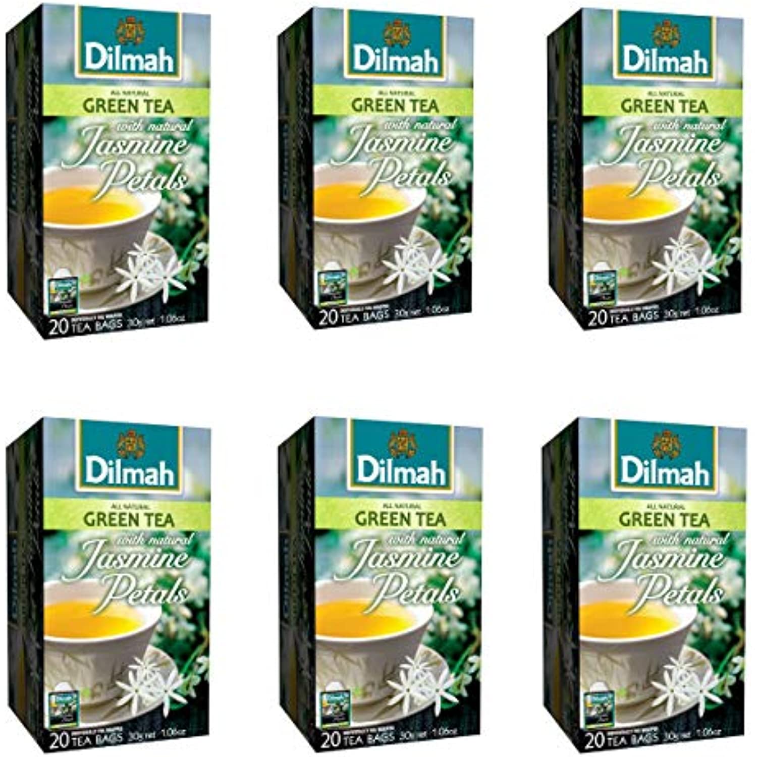Dilmah Green Tea With Natural Jasmine Petals 20 Tea Bags X 6 Pack