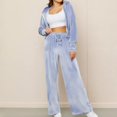 thumbnail image 3 of Women's Velvet Hoodie and High Waist Jogger Pants Set Soft Stretchy Athletic Comfort Wear, 3 of 8