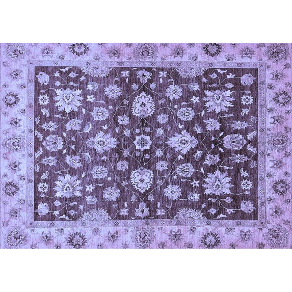 Ahgly Company Machine Washable Indoor Rectangle Oriental Blue Traditional Area Rugs, 7' x 9'