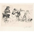 thumbnail image 2 of Lovis Corinth 23x20 Gold Ornate Framed and Double Matted Museum Art Print Titled - Saters, a Nymph, a Faun and a Toom of Pigs (1923), 2 of 4