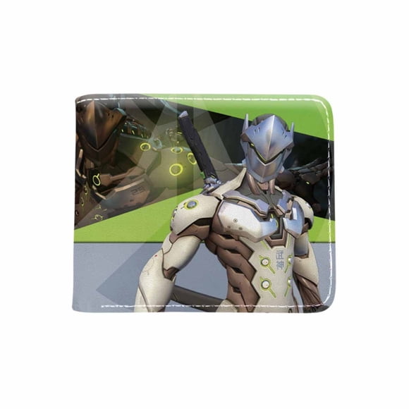 Cartera Overwatch Genji con personajes de anime, delgada y plegable, de poliuretano