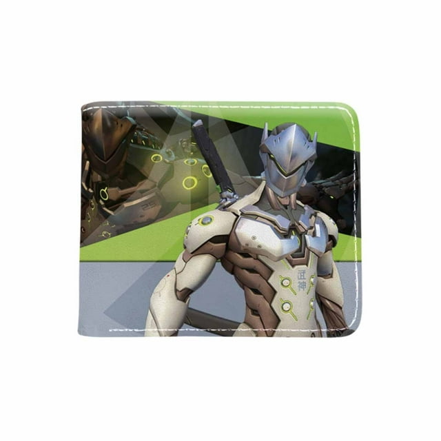 Cartera Overwatch Genji con personajes de anime, delgada y plegable, de poliuretano