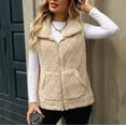 thumbnail image 5 of DYTTDG Women's Outdoor Warm Plush Vest Fall and Winter Solid Color Standing Collar Sleeveless Zipper Jacket with Pockets Great Gifts for Less, 5 of 8