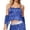 Blue, variant on AWZXDE Women's Fashion Solid Color Sequin Latin Dance Top with Fringe Strapless Performance Clothing for Party Gold,M