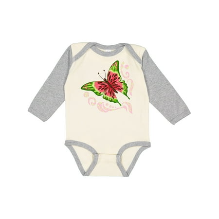 

Inktastic Watermelon Butterfly Gift Baby Boy or Baby Girl Long Sleeve Bodysuit