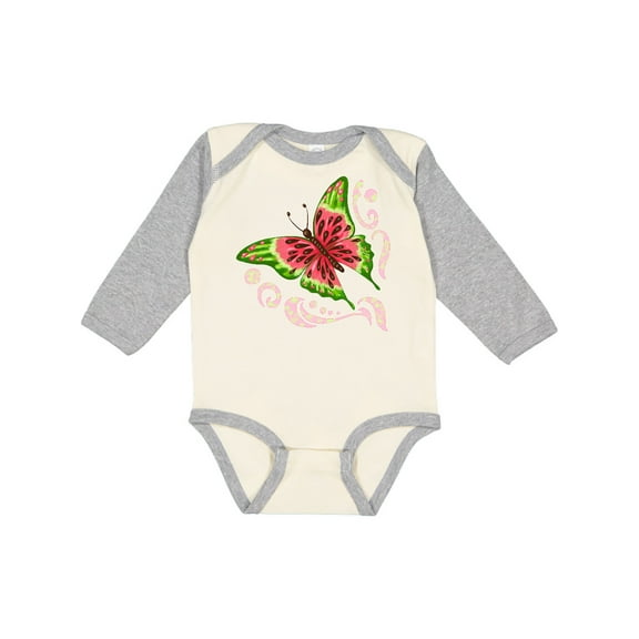 Inktastic Watermelon Butterfly Boys or Girls Long Sleeve Baby Bodysuit