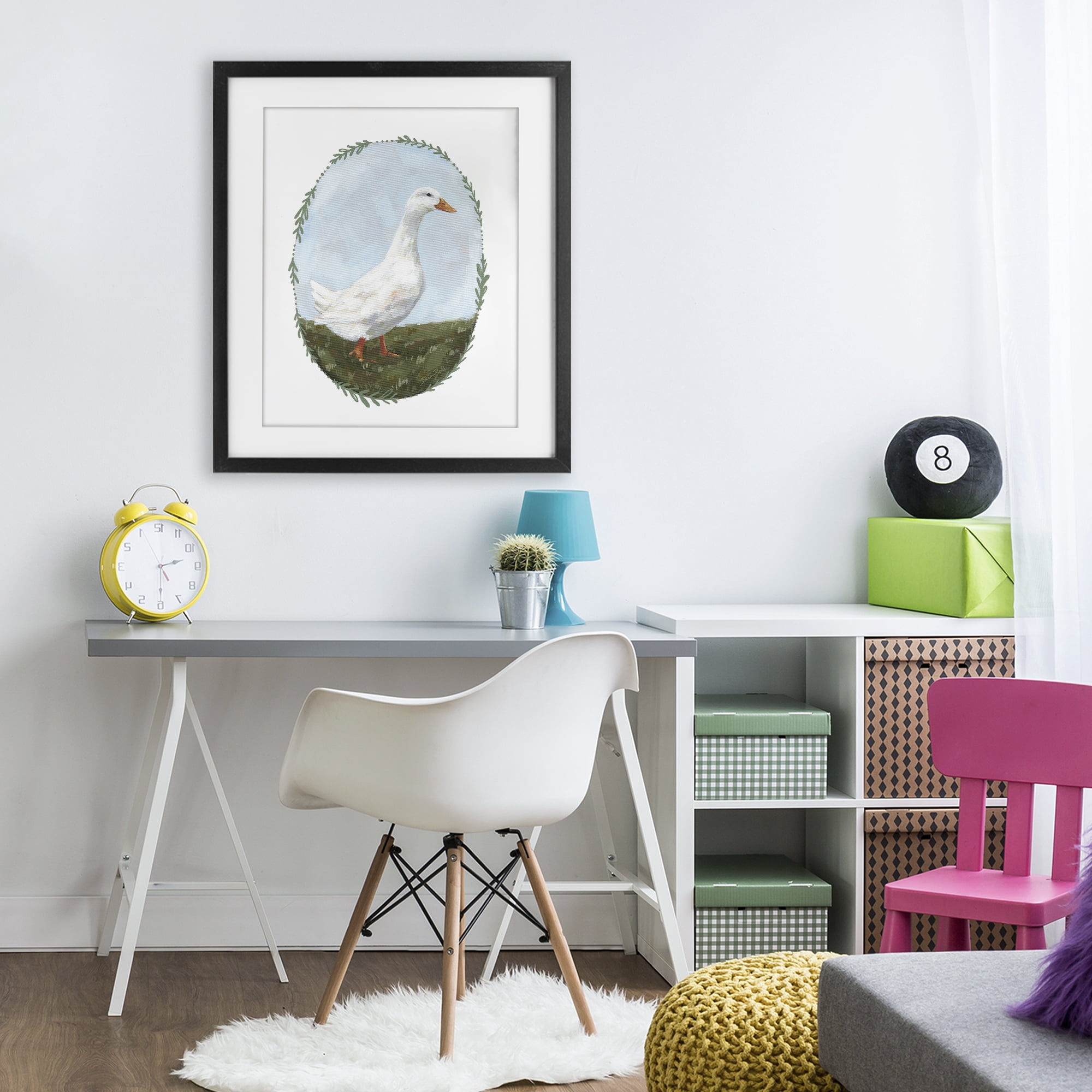 Stupell Industries Gentle Duck in Meadow Black Framed Print Under Glass, design by Sara Baker