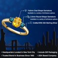thumbnail image 2 of Gem Stone King 18K Yellow Gold Plated Silver Yellow Citrine and Blue Diamond Engagement Ring for Women | 1.05 Cttw | Oval 7X5MM | Gemstone November Birthstone | Size 8, 2 of 6