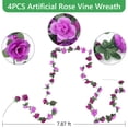 thumbnail image 3 of Tripumer 4Pcs X 7.87ft Artificial Rose Vine Wreath Gradient Violet Faux Flowers Wall Hanging for Living Room, Balcony, Garden, Parties, Wedding Decor, 3 of 10