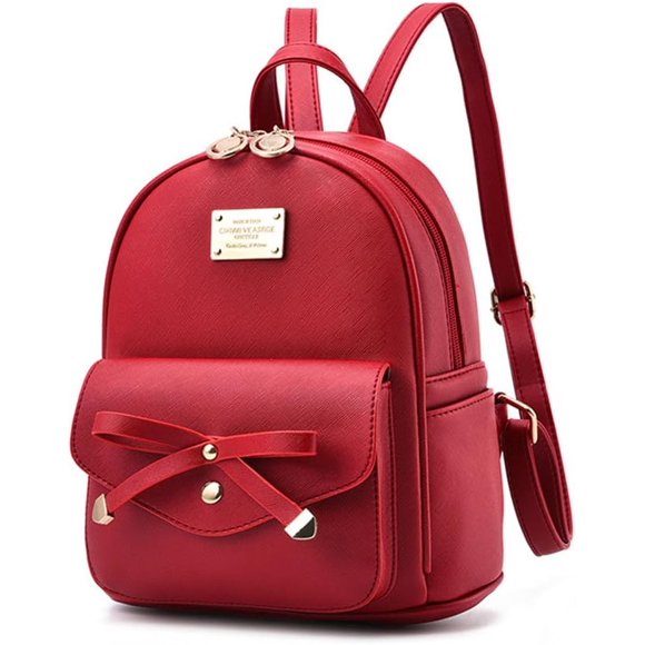 LHSHID Girls Bowknot Cute Leather Backpack Mini Backpack Purse for Women