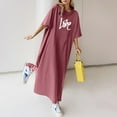 thumbnail image 2 of Vestido holgado informal de verano con estampado floral para mujer - Vestido largo tipo camiseta de manga corta, ligero, para todas las ocasiones, 2 of 4