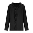 thumbnail image 4 of ClodeEU Women's Ruffle Collar Long Sleeve Linen Blend Shirt,Solid Color Casual Blouse Black,Womens Plus S, 4 of 6