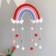 thumbnail image 4 of Children Room Handmade Woven Cotton Rope Rainbow Hanging Decoration Wall Hanging Decor With Felt Ball, 4 of 6