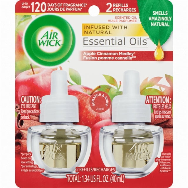 Plug-in Air Freshener, Scented Oil Refills, Apple Cinnamon Medley, 2 Refills