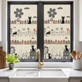 thumbnail image 2 of Japanese Style Window Privacy Film, Vintage Cartoon Cat House Trees Flowers Static Cling UV Sun Blocking Heat Control Window Tint Day and Night, Non-Adhesive One Way Privacy Cover 17.7''x39.3'', 2 of 7