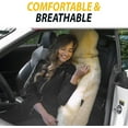 thumbnail image 5 of Zone Tech Genuine Sheepskin Ivory Car Seat Cover 2 Pack - Fluffy Luxury Wool Front Seat Covers, Universal Fits Car, Truck, SUV, & Van, 5 of 7