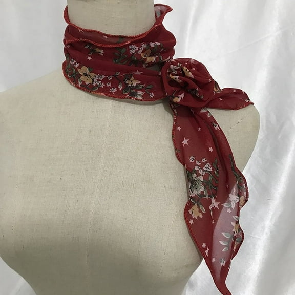 ERDOUY elegant and personalized scarf, long small scarf with rose buckle collar decoration, artistic style dressing scarf (Style 6)