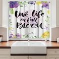 thumbnail image 2 of Ambesonne Lifestyle Kitchen Curtains, Floral Violets Bloom, 55"x39", Purple and Yellow, 2 of 3