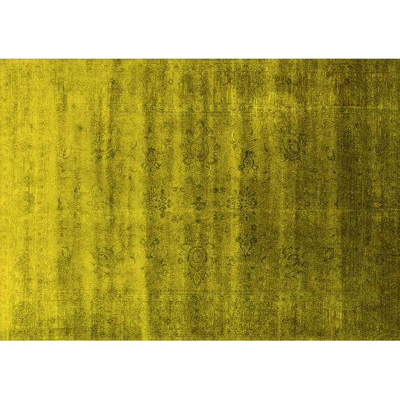 Ahgly Company Machine Washable Indoor Rectangle Persian Yellow Bohemian Area Rugs, 3' x 5'
