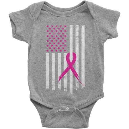 

Baby Pink Ribbon Breast Cancer Awareness Flag Infant Bodysuit