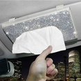 thumbnail image 4 of Caja de pañuelos desechables con brillantes diamantes, soporte para coche, almacenamiento de papel para parasol, hogar Beige, 4 of 6