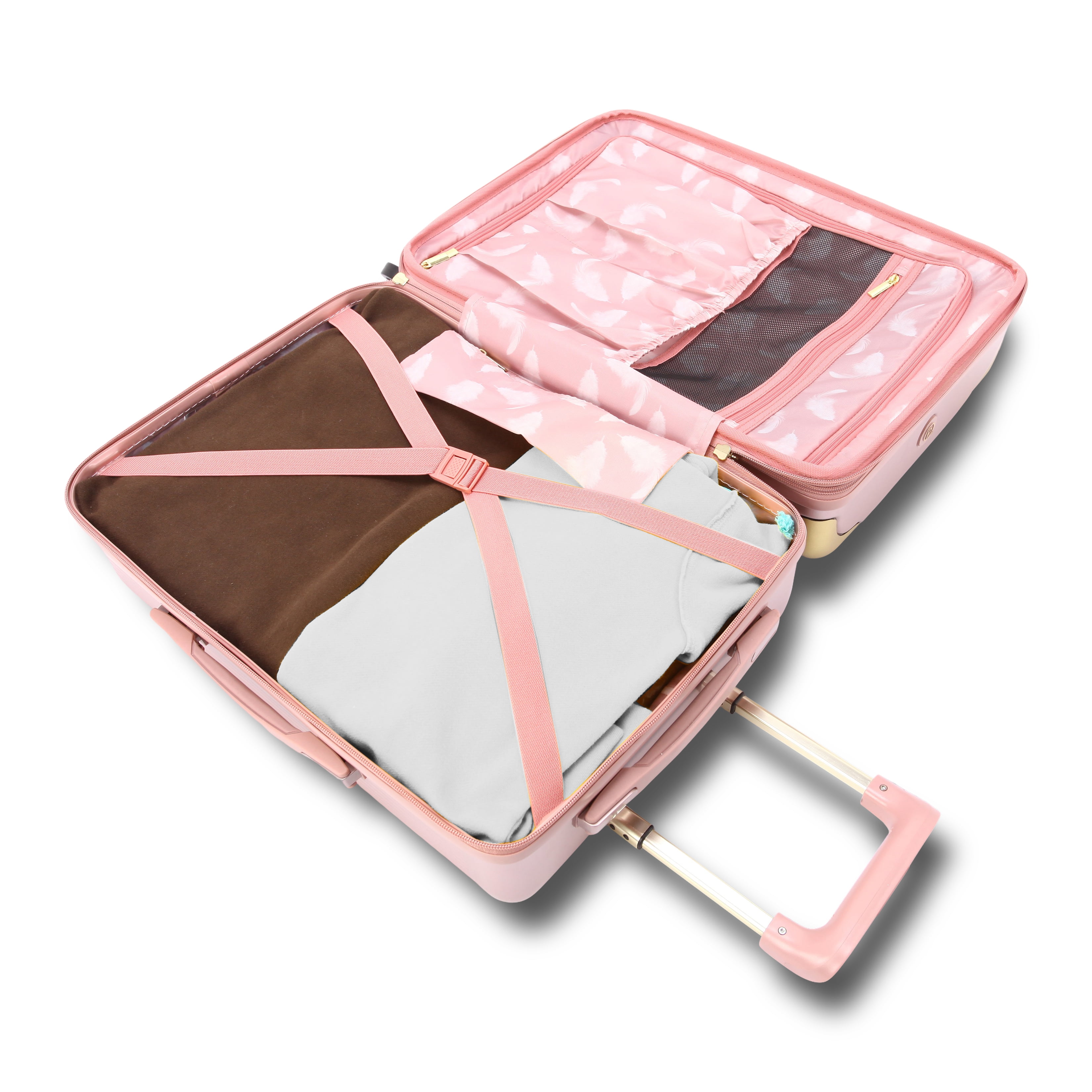 Protege 22 inch Carry-on Luggage Set with Luggage Tags, Blush Pink